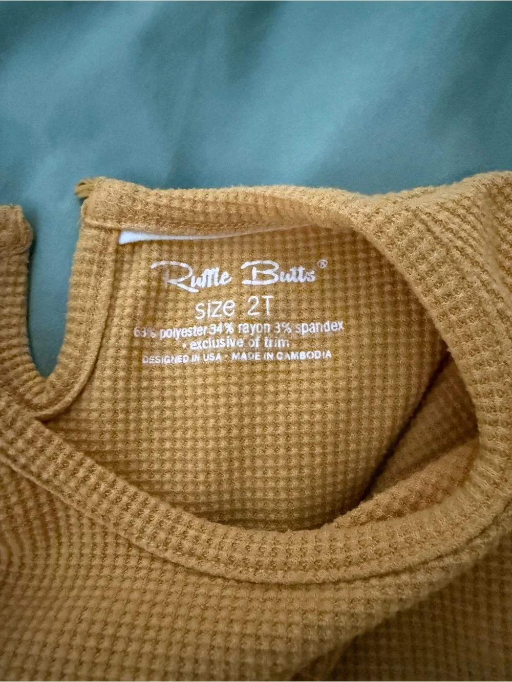 Ruffle Butts Mustard Waffle Knit Top